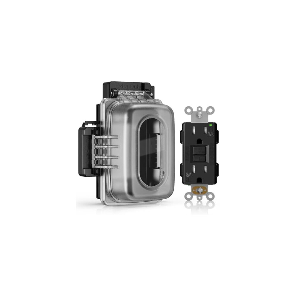 Outdoor Gfci Outlet With Weather-Resistant In-Use Cover, 15A Trwr Self-Test Gfi, Lockable, Horizontal/Vertical Mount, Black 9405492038301