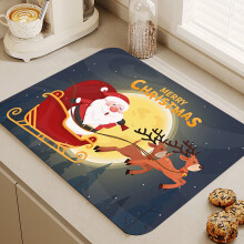 Christmas Dish Drying Mat for Kitchen Counter, Christmas Absorbent Fast Dry Dishes Coffee Mats, Xmas Kitchen Accessories Drainer Rack Pad 15x19 Inch