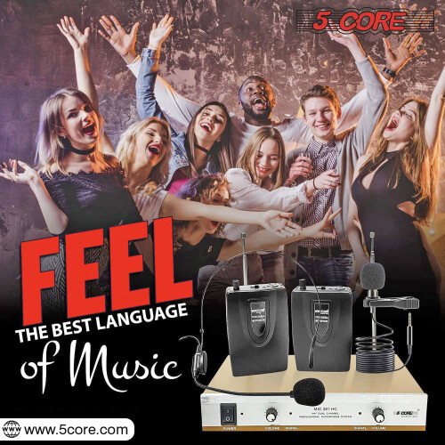 Microfone sem fio duplo de mão com receptor, ideal para DJs, karaokê e canto (WM301HC) 1