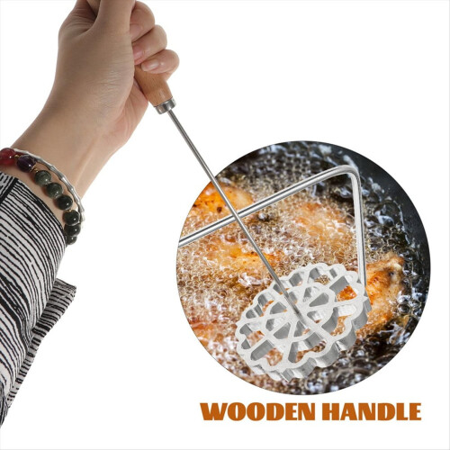 Molde sueco para buñuelos con forma de rosa y mango de madera. 1