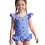 Μαγιό Tankini με φλοράλ print και βολάν για κορίτσια 3-4 ετών, μπλε, για παραλία και 1