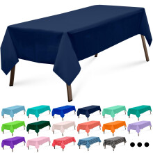 Lot de 3 nappes en plastique résistant, 137 x 274 cm, jetables et anti-taches, pour anniversaires, mariages, pique-niques et fêtes, bleues