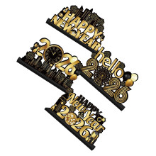 Happy New Year Party Decorations Wooden Happy New Year-Gold