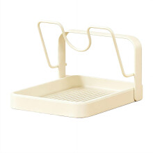 Soporte de acero inoxidable para tapas de ollas con bandeja antigoteo – 2 tamaños