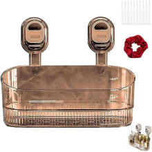 Boîte de rangement à ventouses sans perçage pour salle de bain, grande capacité, motif glacier, trou de drainage, compatible avec les murs lisses