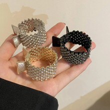 Mode Pärla Strass Metall Hårspänne Kvinnor Flickor Mini Hög Hästsvans Hållare Kristall Hårklor Elegant Fest Huvudbonad