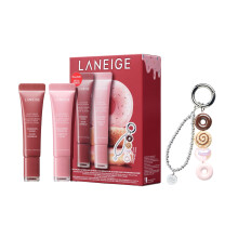 LANEIGE Glaze Craze Donut Delight Lip Serum Duo | Laneige Hydrating Tinted Lip Serums & Donut Keychain | K-Beauty Set for Glossy,