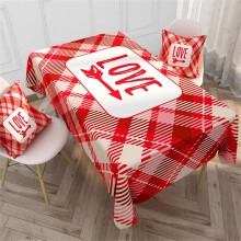 Nappe Saint-Valentin 61 x 51 cm, lavable, à carreaux Buffalo, cœurs rouges, imperméable, bord festonné – Compatible avec les tables à manger