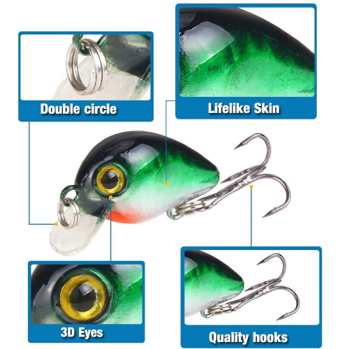 2 Stück 3 cm/1,6 g Spinner-Zubehör Swimbait-Köder Crankbait realistische Silhouette Angelköder 2