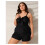 Costume intero da donna nero con spalline sottili e fiocco 1