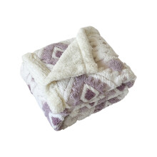 Kationische Hohltaft-Fleecedecke aus Polyester, doppellagig, wärmend, für Nickerchen, Bürogebrauch, Maße: 39,37 x 27,56 Zoll (Lila)