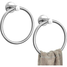 Anneau porte-serviettes rond, porte-serviettes de salle de bain en acier inoxydable, fixation murale, accessoires de salle de bain (2 pièces)