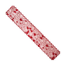 Chemin de table en dentelle à cœurs rouges pour la Saint-Valentin – Décoration romantique pour anniversaire, fiançailles, mariage et maison –