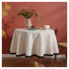 Nappe ronde en coton et lin, lavable, couleur unie, idéale pour cafés, restaurants, salles à manger et buffets – 100 cm