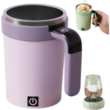 Mug à café magnétique automatique avec affichage de la température et couvercle – Blanc, idéal pour le bureau et l'école