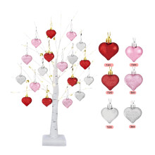 Sapin lumineux en bouleau pour la Saint-Valentin avec 18 décorations en forme de cœur, guirlande lumineuse USB/piles de 61 cm, décoration