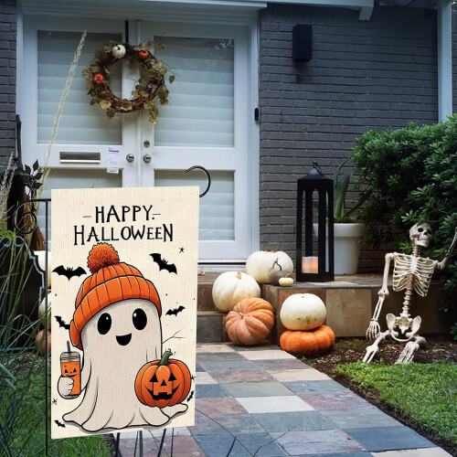 Σημαία Κήπου με Φαντάσματα για το Halloween 12x18", Κάθετη Διακόσμηση Εξωτερικού Χώρου 1