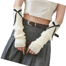 Strukturierte Strickhandschuhe mit langen Manschetten,-Schwarz