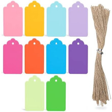100 PCS Gift Tags with String Attached, 1.7x2.8 inch Colored Gift Tags for Presents DIY Crafts Clothes Holiday Wedding Party Favors