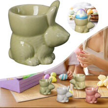 Bunny Egg Cup - Easter Bunny Candle Holder | Porcelain Ceramic Egg Cup | Cute Vintage Spring Home Decoration, Compatible with Standard Candles