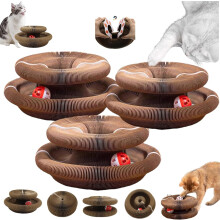 Cocogato Flexible Cat Scratcher with Ball, Foldable & Magnetic Design (3PCS), compatible with cats