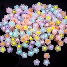Cuentas acrílicas con forma de flor, 13 mm, colores pastel, transparentes, 222 unidades.