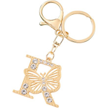 Keychain for Women Purse Charms for Handbags Crystal Alphabet Initial Letter Pendant with Key Ring