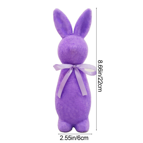 Standing Flocked Easter Bunny Figurine Purple 8.7 inch 2