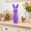 Standing Flocked Easter Bunny Figurine Purple 8.7 inch 4