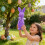 Standing Flocked Easter Bunny Figurine Purple 8.7 inch 6