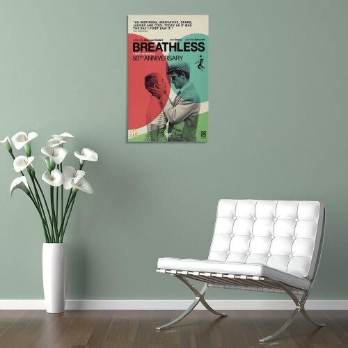 Plakat filmowy „Bez tchu” – płótno ścienne, 1,5 cm, biały 2