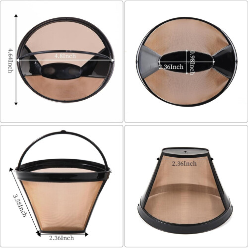 Reusable Coffee Filter for Coffee Maker, 4 cone Coffee Maker Filter #4 for Dual Brew Coffee Maker Filter (2 Pcs) 1