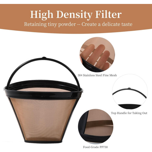 Reusable Coffee Filter for Coffee Maker, 4 cone Coffee Maker Filter #4 for Dual Brew Coffee Maker Filter (2 Pcs) 2