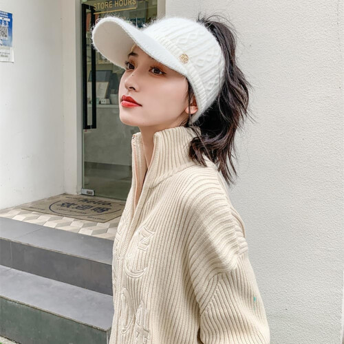Γυναικείο καπέλο Epsion Knit Beanie με ψηλό κότσο και αλογοουρά, ελαστικό χειμωνιάτικο, 2