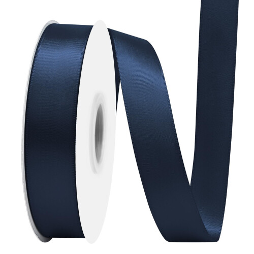 Σατέν Κορδέλα Navy Blue 1" x 50Yds, Κορδέλα Premium Διπλής Όψης για Διακόσμηση Γάμου, 1