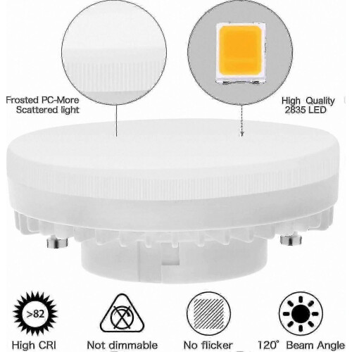 Συσκευασία 4 λαμπτήρων GX53LED, 7W Θερμό Λευκό 3000K, Χωρίς ρύθμιση φωτεινότητας, Χωρίς 1
