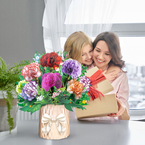 Pop-Up-Karte „Blumenstrauß 2026“ mit Musik und Lichteffekten – Geschenk zum Geburtstag oder Muttertag für Ehefrau, Mutter oder Oma – 1