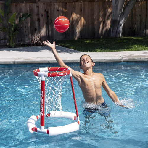 Schwimmendes Pool-Basketballspiel, rot oder blau, 1 Korb, 2 Bälle 2
