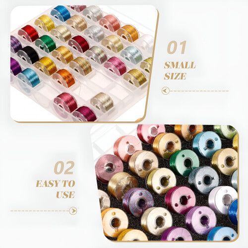 AUQ Silk Sewing Thread Professional Embroidery Floss Practical Threads Multi-function Metallic Colored DIY 2