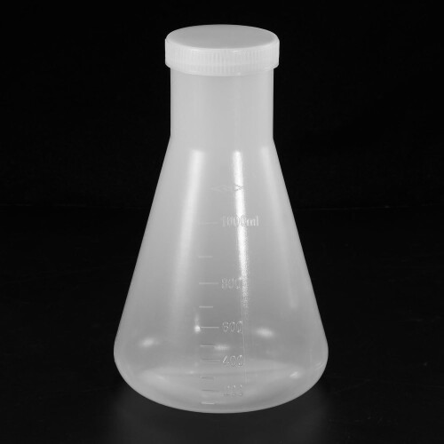 Πλαστική φιάλη Erlenmeyer 1000 ml με βιδωτό καπάκι, κωνική φιάλη εργαστηρίου από 2