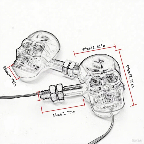 Φλας μοτοσικλέτας LED με σχέδιο κρανίου 12V Universal Fit Ανθεκτικό IP67 Αδιάβροχο Υψηλή 2