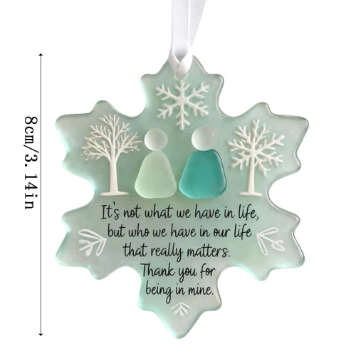 Håndlaget snøfnugg-sjøglass-ornament 1 stk. 2