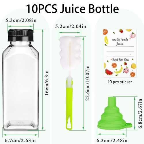 Επαναχρησιμοποιήσιμα μπουκάλια χυμού 12oz (10 τεμάχια) με καπάκια ασφαλείας, 1