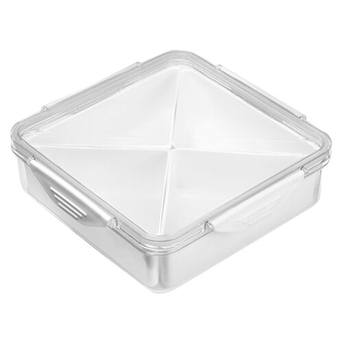 Plateau à collation transparent à 4 compartiments avec couvercle 1