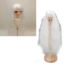 Perruque ondulée pour poupée BJD 1/4, 18,5–21 cm, blanc, fibre HT