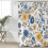 Gelber und blauer Duschvorhang mit Blumenmuster, 183 x 183 cm 5