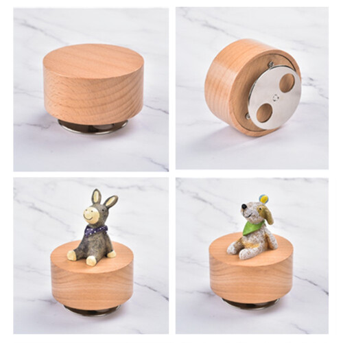 Ξύλινο Περιστρεφόμενο Μουσικό Κουτί με CuteAn1ma1Ornament για Διακοσμήσεις Σπιτιού ή 1