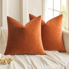 Housse de coussin en velours orange 45 x 45 cm (lot de 2)