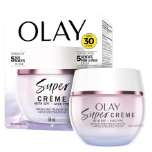 Olay Super Cream with Sunscreen SPF 30, Ultra Lightweight Face Moisturizer with Vitamin C, Hyaluronic Acid, Niacinamide, Vitamin