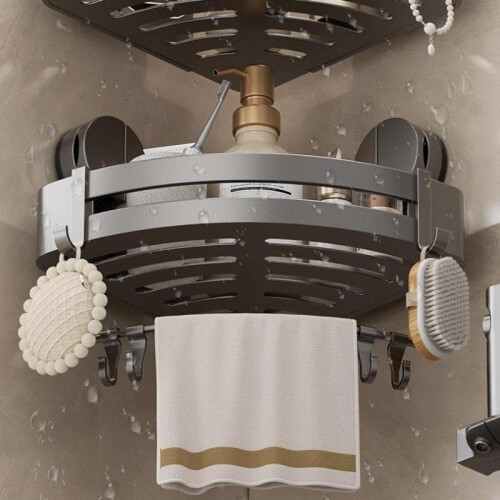 Organizador de ducha triangular de acero inoxidable con ventosas y 2